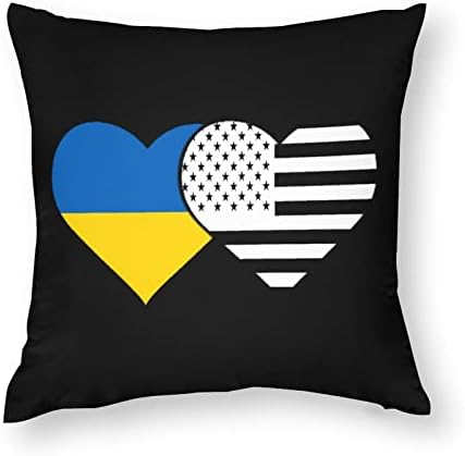 Bandeira da Ucrânia e conjunto de bandeira americana de 2 capas de almofadas de arremesso de almofadas