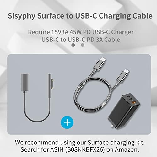 Sisyphy Surface para fêmea USB-C Cabo de carregamento e carregador de carro com Bunble de porta USB, compatível