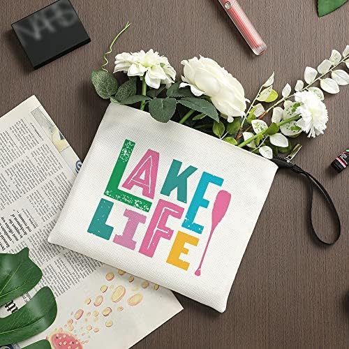 Funny Lake Life Make Up Bag Bag Cosmetic para mulheres amantes do lago Gift Lake tem temas para