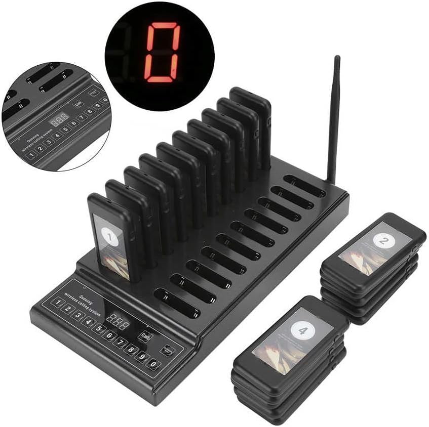 ZLXDP Wireless Restaurant Waiter Service Calling System 999 CANNAL 20 PAGERS TECIADO