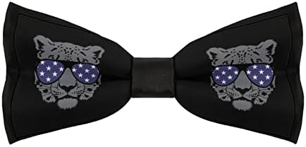 Forsjhsa Cool Black Leopard Men's Pré-amarrado laço de arco de gravata