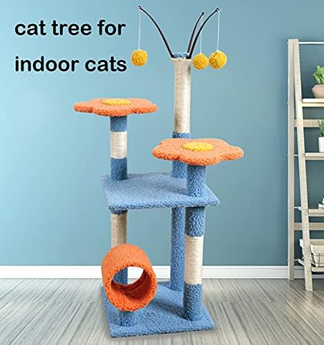 Árvore de gato para gatos internos 47,2 polegadas Torres de gato Cat Condomínio Plataforma de pelúcia encaracolada
