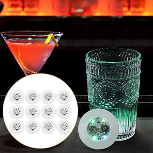 Decoração de casamento de cabilock 24 PCs LED Coaster Light Up Coasters Para bebidas, Drink Coasters Bar