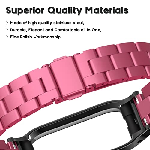 EIEUUK Metal Band Compatível com Fitbit Luxe/Luxe SE, estrutura de proteção de aço inoxidável Design