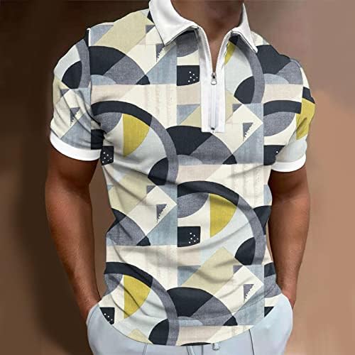 2023 Novo masculino Summer Digital 3D Impressão Fashion Poster de lapela Zipper curta camisa de camisa de camisa