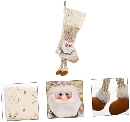 Meias de natal penduradas na perna aboofan sacos de presente de santa meias difusas meias chrismas lareira