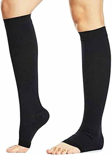 Geltdn Open Toe Knee Knee Alta bezerro Meias de compressão Mulheres homens 20-30 mm Graduação de apoio de meias