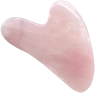 Pedra de jade natural de rolante de quartzo rosa para face gua sha massager ferramenta, anti -envelhecimento de