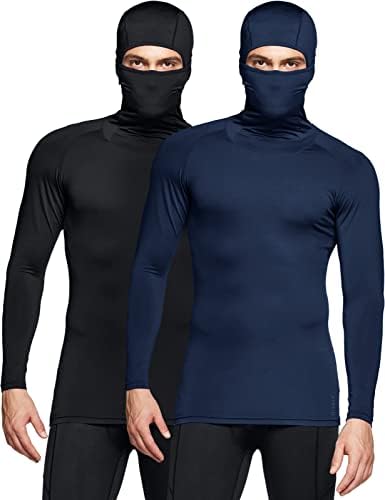 Camisas de compressão térmica de Athlio Men com capuz, camada de base de esportes de inverno de manga