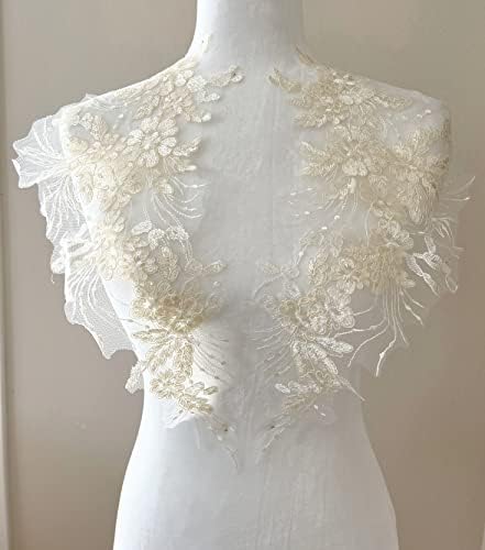 Pepperlonamente 1 par de lacas de laca Flor Sew On Bordoused Lace Applique Wedding Dress Dress Dishest Diy