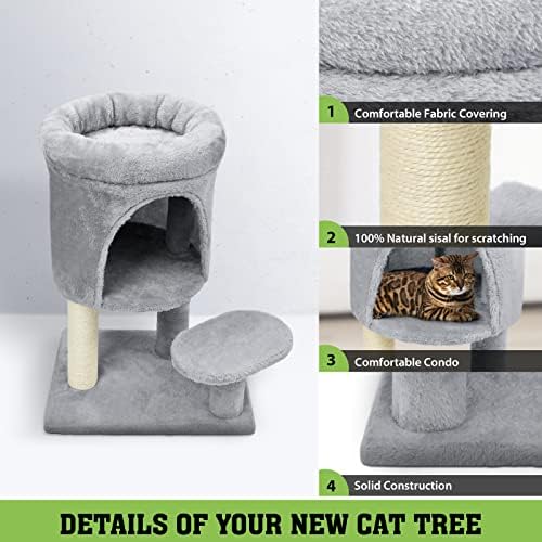 Petellow Cat Tree para gatos internos com condomínio de gatos e pós -pós -gato - condomínios de gatos para