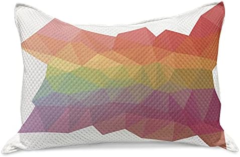 Ambesonne Mosaic maconha colcha de travesseira, design de arte alegre e vívido com baixo padrão de poli triangular