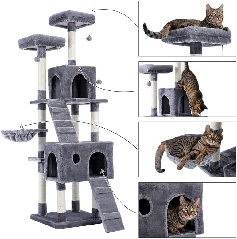 Árvore de gatos de vários níveis CXDTBH para gatos com poleiros aconchegante de gatos estáveis ​​Cat