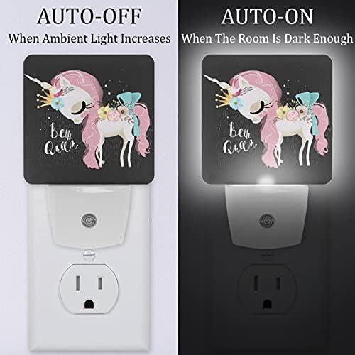 Unicorn cinza LED Night Light, Kids Nightlights for Bedroom Plug Int Wall Night Lamp Brilho ajustável para