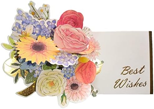Cartões de flores pop -up de Tuluto 3D, flores pop -up rotativas com envelope, adequado como presente
