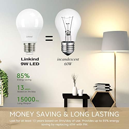 Linkind 60W equivalente, lâmpadas LED A19 Lâmpadas diurnas 5000k, lâmpadas não adquiríveis e