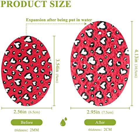 Estampa de leopardo de alaza ouve esponjas naturais vermelhas esponjas de celulares para louça para lavar o
