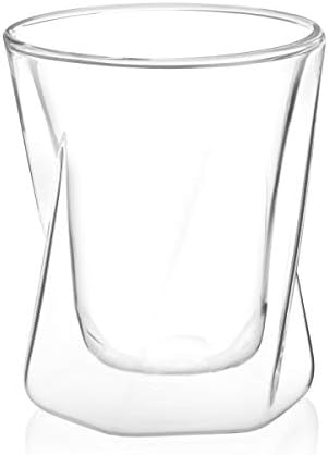 Joyjolt Lacey Whisky Double Wall Glasses, conjunto de 2 vidro de uísque isolado, 10 onças.