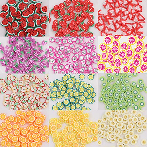 Fatias de arte de unhas de frutas 3D, suprimentos de unhas de frutas de frutas de verão decorações