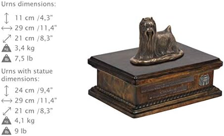 Yorkshire Terrier 2, Urn for Dog Ashes Memorial com estátua, nome e citação de animais de estimação - Artdog