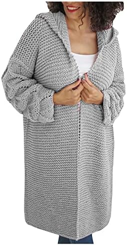 Jaqueta de lã feminina com capuz de longa personalidade de camisola de camisola cardigan com casaco de suéter de