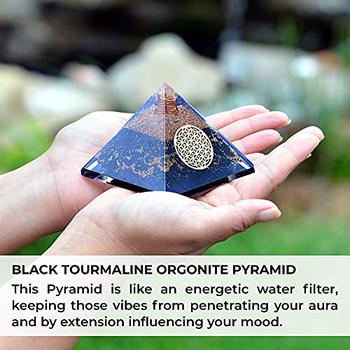 Orgone Pyramid - Reiki Cura Proteção - Pirâmide de orgonita de cristal turmalina preta para balanço