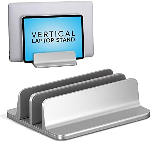 Stand para laptop vertical kuzy para mesa, alumínio vertical de suporte vertical, laptop vertical, slots