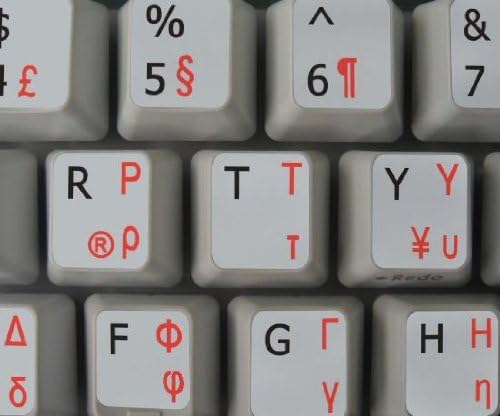 4Keyboard de rótulos de teclado não transparente grego-inglês em fundo cinza claro para desktop, laptop