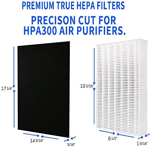 Conjunto de filtros HPA300 Compatível HEPA | 3 filtros HEPA e 1 Filtros pré-cortados de carbono ativado