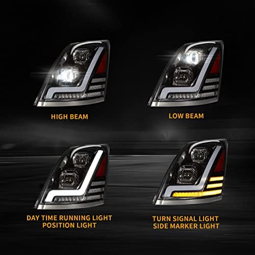 Everesthd 2pcs Faróis LED adequados para Volvo VNL 2004-2015 Lado do motorista esquerdo e lado direito
