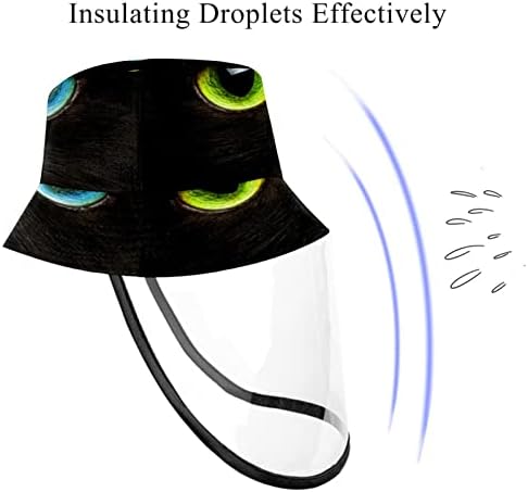 Chapéu de proteção para adultos com escudo facial, chapéu de pescador anti -sun tap, animal de gato preto