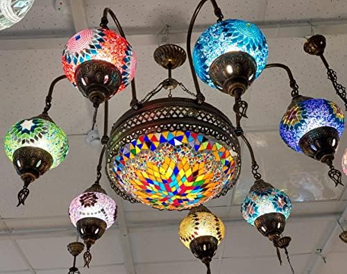 SUDAMLASIBAZAAR - CustomizableTurkish Mosaic teto, lâmpada de mosaico, lustre pendente pendurado, luz, iluminação,