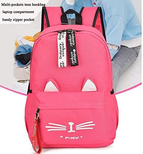 Hotmiss College Student College Cut Cat Ear Canvas School Laptop Backpack Sacos para meninos Meninas