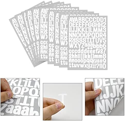 1260 peças 10 folhas A4 Adesivo de letra de vinil, Números de letras autônomas Números de caixa