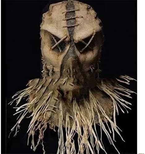 Luvas de máscara de palha de Halloween e chapéu, horror de palha de horror assustador assustador,