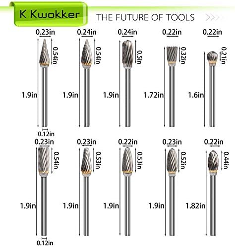 Kwokker tungsten carboneto Burr Conjunto 1/8 Arquivos de diamante Shank HRA85 Kit de acessórios para ferramentas