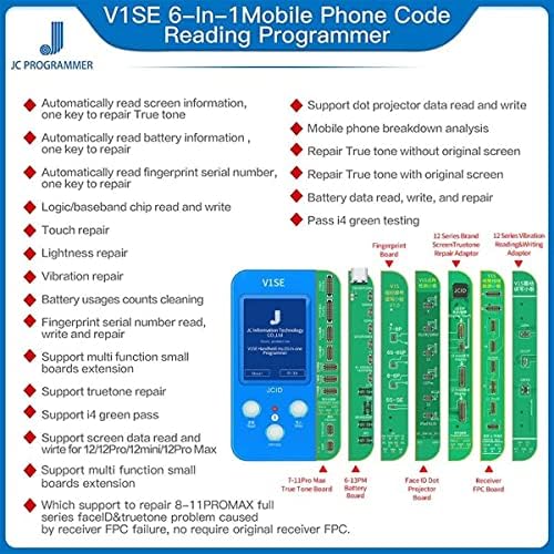 Programador Wi -Fi JC V1SE para iPhone 7 8 x xsmax 11 12 13 mini programador de bateria de impressão digital de
