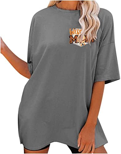 Camisas de mamãe de futebol para mulheres leopardo gráfico de grandes dimensões letra engraçada impressão
