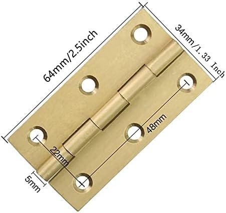 Xmhf 8 pcs 2,5 polegadas dobradiças de bumbum em miniatura de bronze sólido gaveta de gaveta de gaveta dobra dobradiças