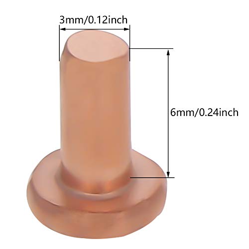 Bettomshin 100pcs rebite de cabeça plana redonda 0,24 x 0,12 rebites sólidos de cobre pretadores de metal fixadores