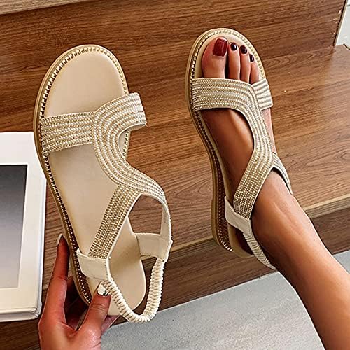 Sandálias de verão balakie para mulheres mulheres strass casual desgaste recortado sandálias planas chinelos de