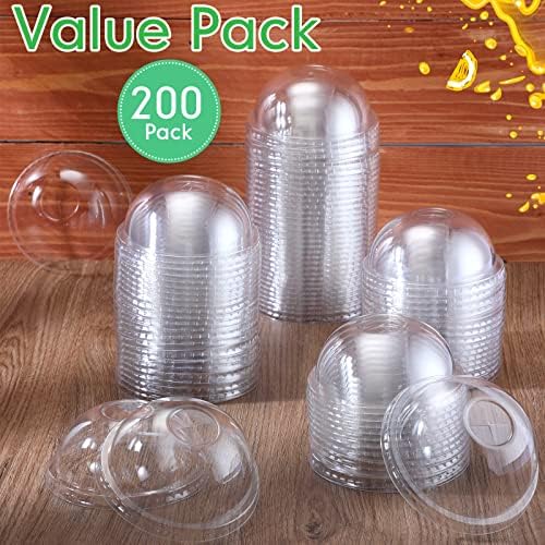 200 PCs Plástico tampas de cúpula a granel, tampas de copo de estimação descartáveis ​​claras
