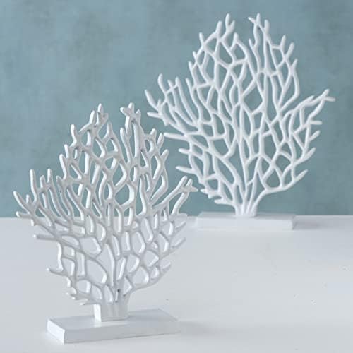 WHW Why House Worlds Modernista Bleached Figuras de coral, conjunto de 2, escultura abstrata, acabamento