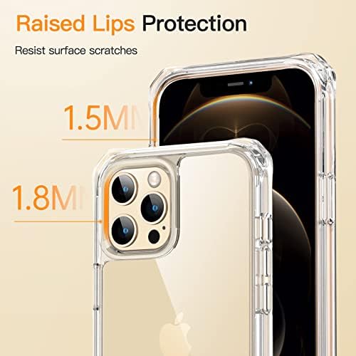Caixa Jetch para iPhone 12 Pro máximo de 6,7 polegadas com protetor de tela de vidro temperado de 2 pacote, 360 Tampa de para-choques de choque de corpo inteiro Proteção de proteção Clear Back