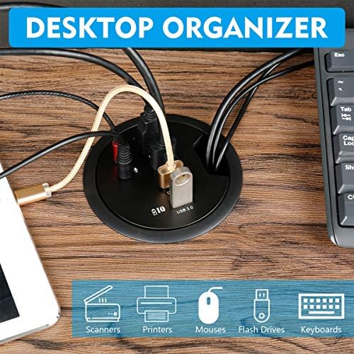 WDX Desk-Fit 4 Port USB 3.0 Hub com 3,5 mm de microfone de áudio Mic.