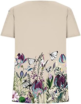 lcepcy feminina moda com camiseta quadrada pescoço de estampa floral blusa de manga curta de túnica