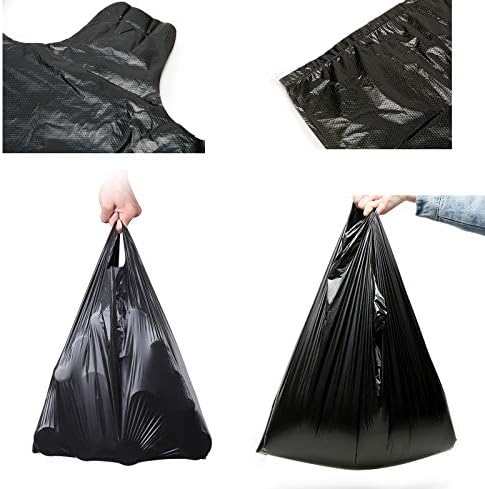 Yyaaloa 100 PCs Pequenos sacos de lixo pretos com alças 14x22 Sacos de lixo de plástico super espessos, sacos