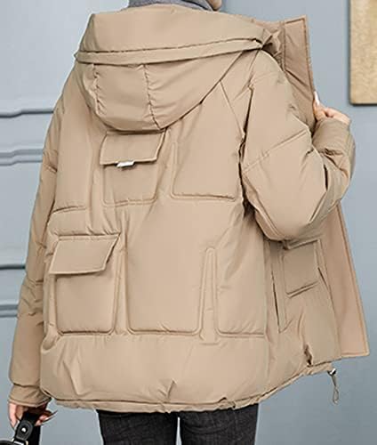 Casacos de inverno feminino zíperes de capuz curto cor sólida cor solta manga longa bombardeiro blusa quente jaquetas