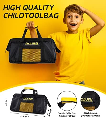 Dowell Kids Tool Set com bolsa de ferramentas, incluindo ferramentas manuais de metal real para meninos