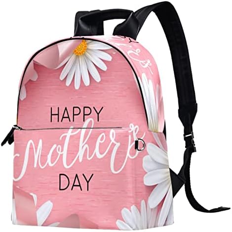 Tbouobt Leather Travel Mackpack Laptop Laptop Casual Mochila Para Mulheres Men, Feliz Dia das Mães Flor Rosa